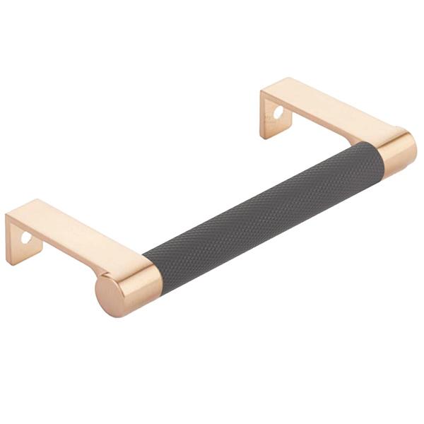 Emtek - Select Cabinet Edge Pull 4-1/4 Inch c-c, Round Edge Stem, Knurled Bar