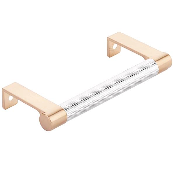 Emtek - Select Cabinet Edge Pull 4-1/4 Inch c-c, Round Edge Stem, Knurled Bar