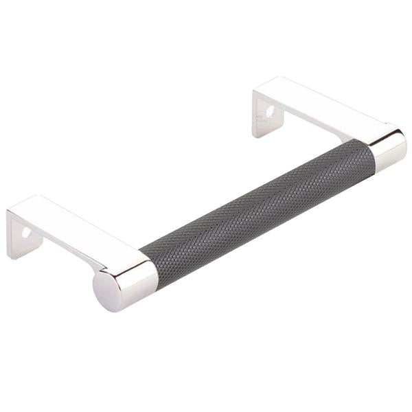 Emtek - Select Cabinet Edge Pull 4-1/4 Inch c-c, Round Edge Stem, Knurled Bar