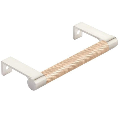Emtek - Select Cabinet Edge Pull 4-1/4 Inch c-c, Round Edge Stem, Knurled Bar