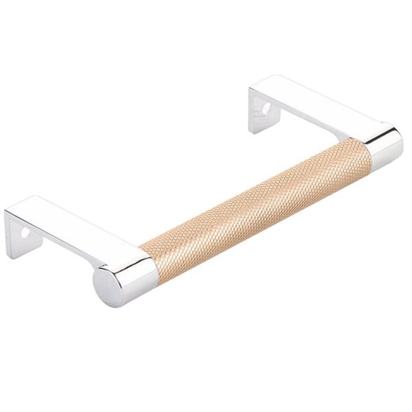 Emtek - Select Cabinet Edge Pull 4-1/4 Inch c-c, Round Edge Stem, Knurled Bar
