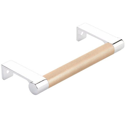 Emtek - Select Cabinet Edge Pull 4-1/4 Inch c-c, Round Edge Stem, Knurled Bar
