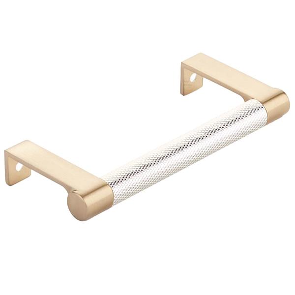 Emtek - Select Cabinet Edge Pull 4-1/4 Inch c-c, Round Edge Stem, Knurled Bar