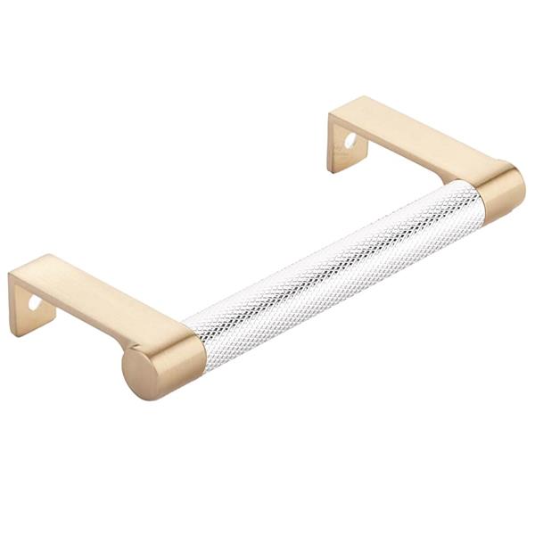 Emtek - Select Cabinet Edge Pull 4-1/4 Inch c-c, Round Edge Stem, Knurled Bar