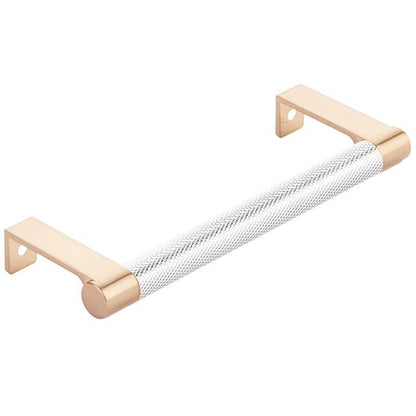 Emtek - Select Cabinet Edge Pull 5-1/4 Inch c-c, Round Edge Stem, Knurled Bar