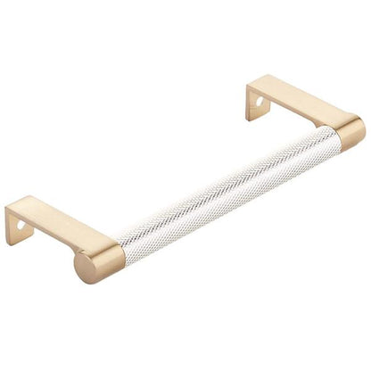 Emtek - Select Cabinet Edge Pull 5-1/4 Inch c-c, Round Edge Stem, Knurled Bar