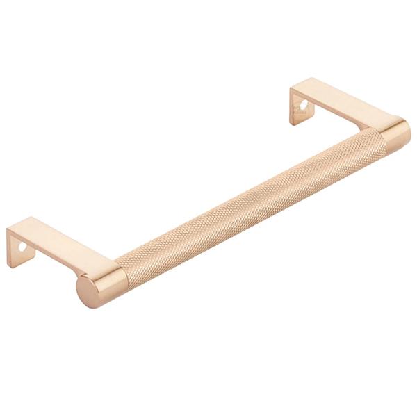 Emtek - Select Cabinet Edge Pull 6-1/4 Inch c-c, Round Edge Stem, Knurled Bar