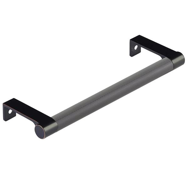 Emtek - Select Cabinet Edge Pull 6-1/4 Inch c-c, Round Edge Stem, Knurled Bar