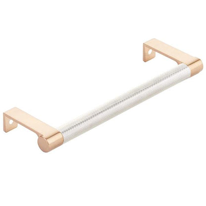 Emtek - Select Cabinet Edge Pull 6-1/4 Inch c-c, Round Edge Stem, Knurled Bar
