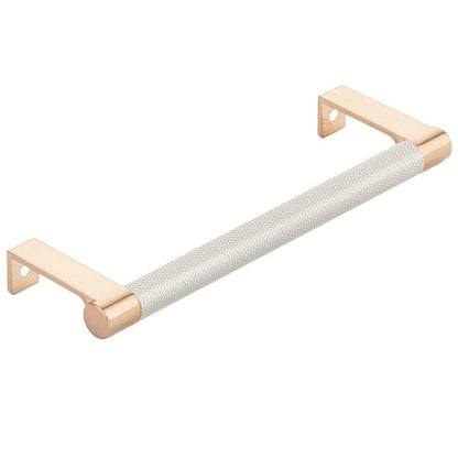Emtek - Select Cabinet Edge Pull 6-1/4 Inch c-c, Round Edge Stem, Knurled Bar