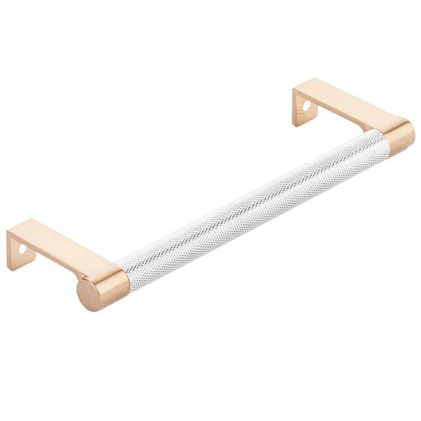 Emtek - Select Cabinet Edge Pull 6-1/4 Inch c-c, Round Edge Stem, Knurled Bar