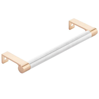 Emtek - Select Cabinet Edge Pull 6-1/4 Inch c-c, Round Edge Stem, Knurled Bar