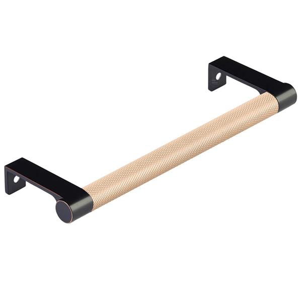 Emtek - Select Cabinet Edge Pull 6-1/4 Inch c-c, Round Edge Stem, Knurled Bar