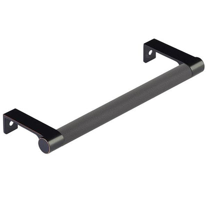 Emtek - Select Cabinet Edge Pull 6-1/4 Inch c-c, Round Edge Stem, Knurled Bar