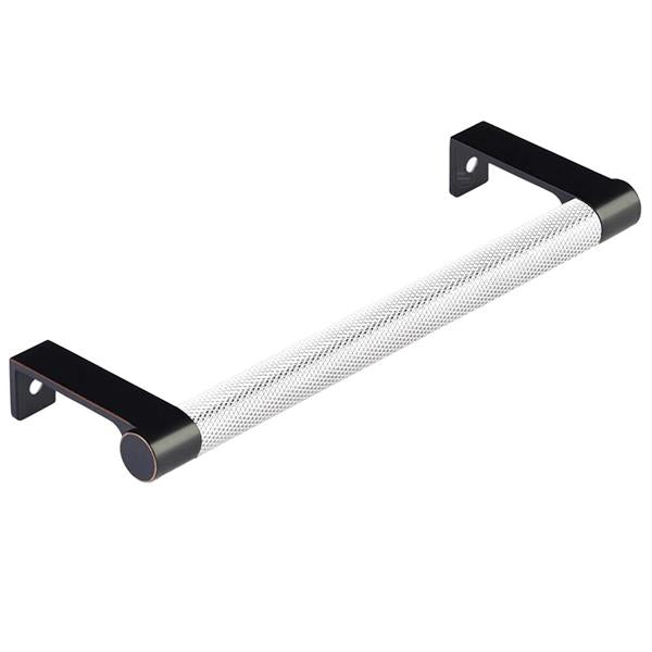 Emtek - Select Cabinet Edge Pull 6-1/4 Inch c-c, Round Edge Stem, Knurled Bar