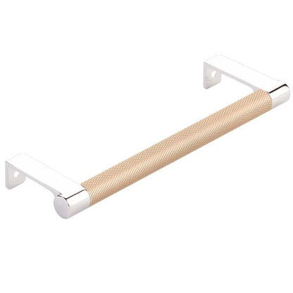 Emtek - Select Cabinet Edge Pull 6-1/4 Inch c-c, Round Edge Stem, Knurled Bar
