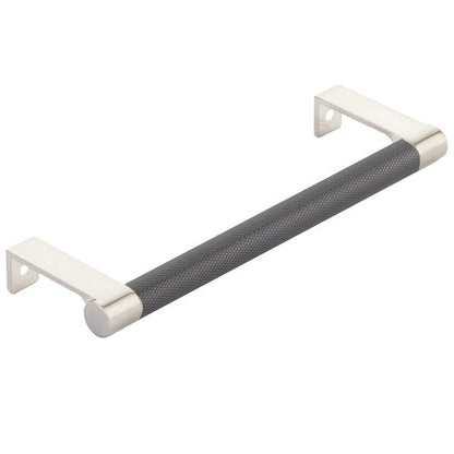 Emtek - Select Cabinet Edge Pull 6-1/4 Inch c-c, Round Edge Stem, Knurled Bar