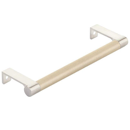 Emtek - Select Cabinet Edge Pull 6-1/4 Inch c-c, Round Edge Stem, Knurled Bar
