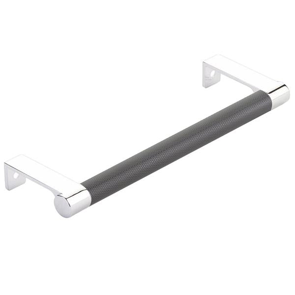 Emtek - Select Cabinet Edge Pull 6-1/4 Inch c-c, Round Edge Stem, Knurled Bar