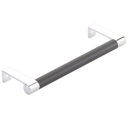 Emtek - Select Cabinet Edge Pull 6-1/4 Inch c-c, Round Edge Stem, Knurled Bar
