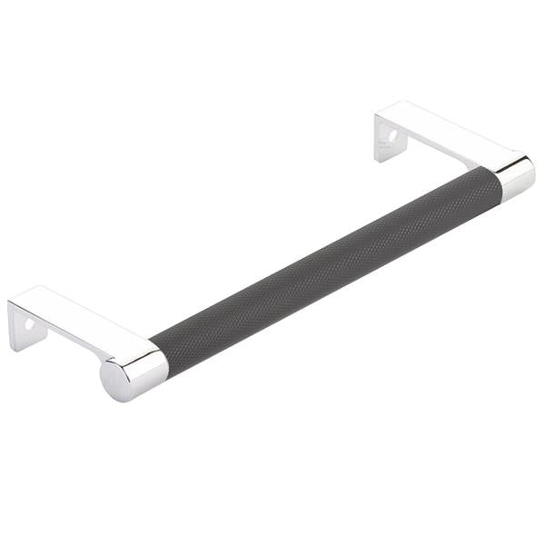 Emtek - Select Cabinet Edge Pull 6-1/4 Inch c-c, Round Edge Stem, Knurled Bar