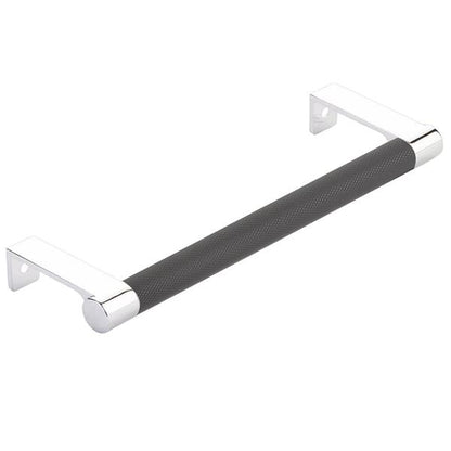 Emtek - Select Cabinet Edge Pull 6-1/4 Inch c-c, Round Edge Stem, Knurled Bar