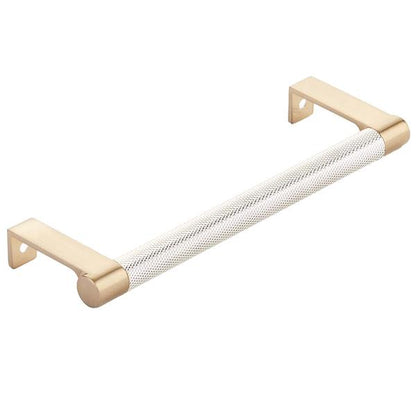 Emtek - Select Cabinet Edge Pull 6-1/4 Inch c-c, Round Edge Stem, Knurled Bar