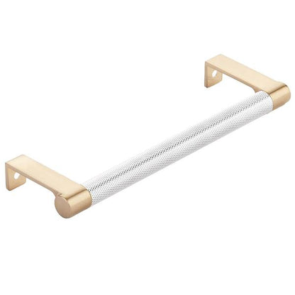 Emtek - Select Cabinet Edge Pull 6-1/4 Inch c-c, Round Edge Stem, Knurled Bar