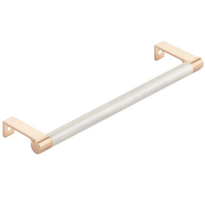 Emtek - Select Cabinet Edge Pull 8-1/4 Inch c-c, Round Edge Stem, Knurled Bar