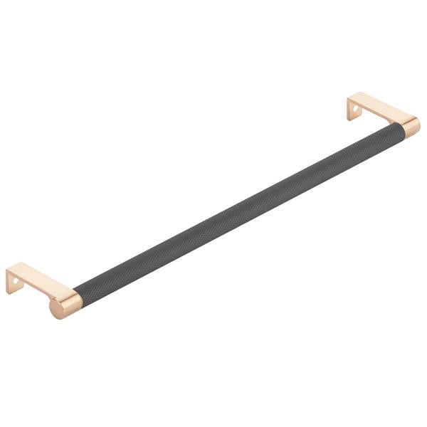 Emtek - Select Cabinet Edge Pull 12-1/4 Inch c-c, Round Edge Stem, Knurled Bar