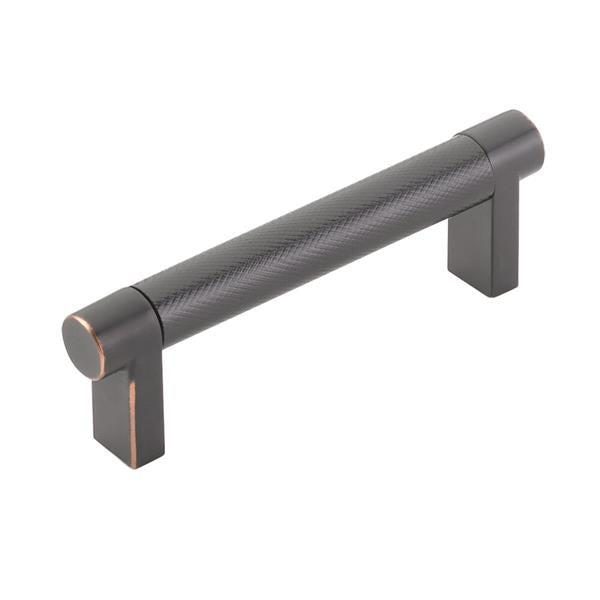 Emtek - Select Cabinet Pull 3-1/2 In C-C, Rectangular Stem, Knurled Bar