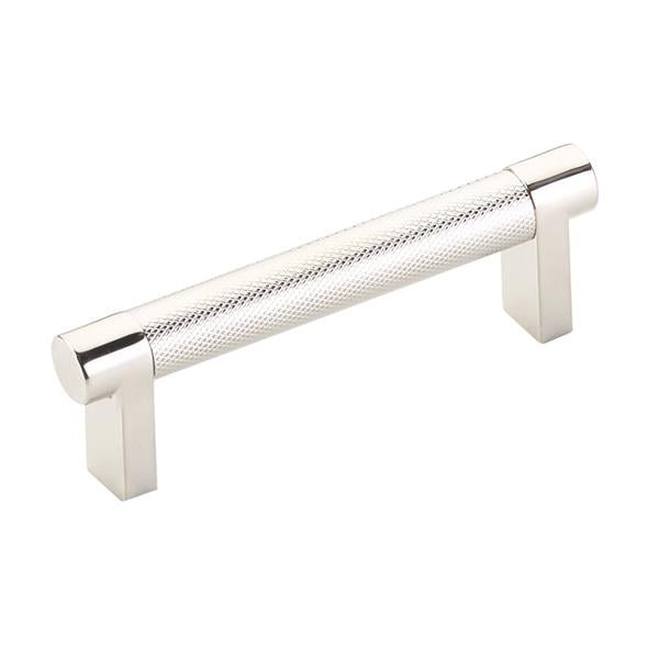 Emtek - Select Cabinet Pull 3-1/2 In C-C, Rectangular Stem, Knurled Bar