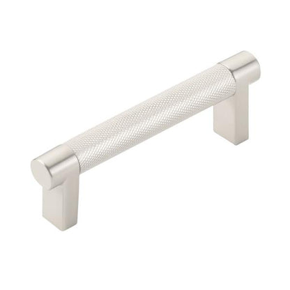 Emtek - Select Cabinet Pull 3-1/2 In C-C, Rectangular Stem, Knurled Bar