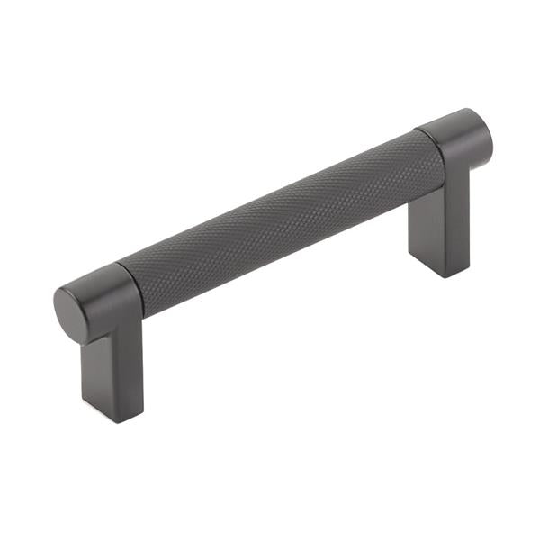 Emtek - Select Cabinet Pull 3-1/2 In C-C, Rectangular Stem, Knurled Bar