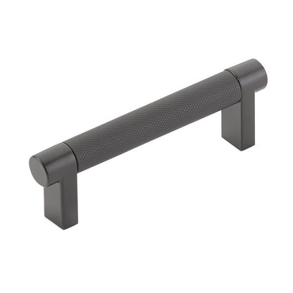 Emtek - Select Cabinet Pull 3-1/2 In C-C, Rectangular Stem, Knurled Bar