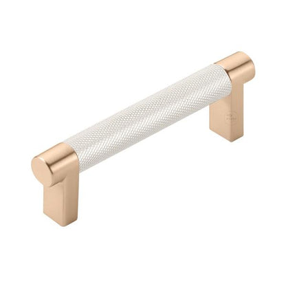 Emtek - Select Cabinet Pull 3-1/2 In C-C, Rectangular Stem, Knurled Bar