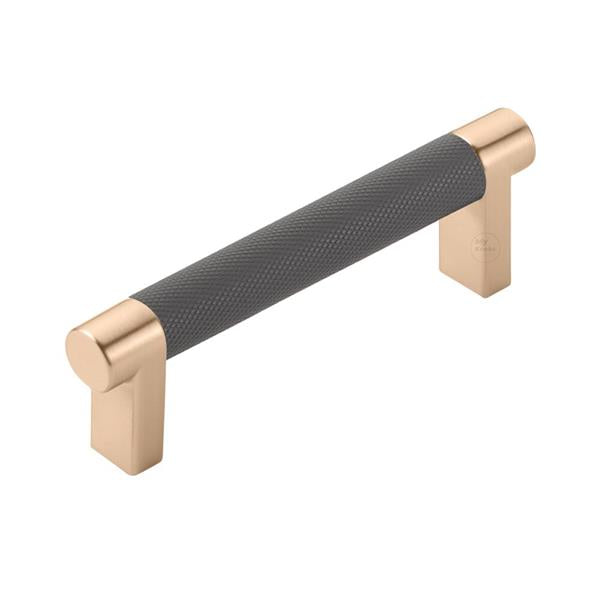 Emtek - Select Cabinet Pull 3-1/2 In C-C, Rectangular Stem, Knurled Bar
