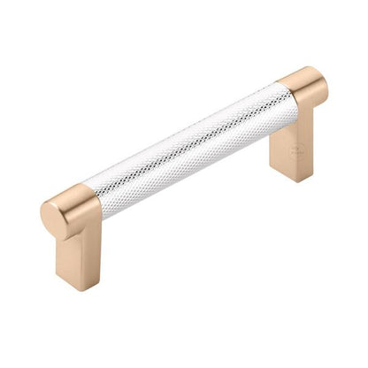 Emtek - Select Cabinet Pull 3-1/2 In C-C, Rectangular Stem, Knurled Bar