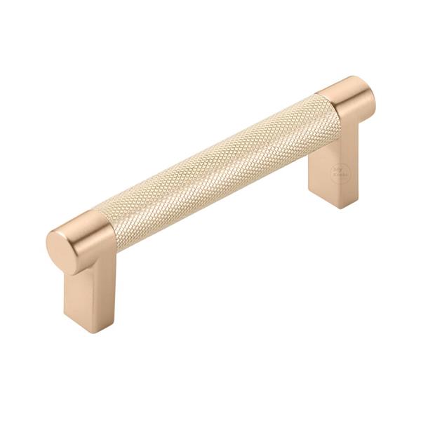 Emtek - Select Cabinet Pull 3-1/2 In C-C, Rectangular Stem, Knurled Bar
