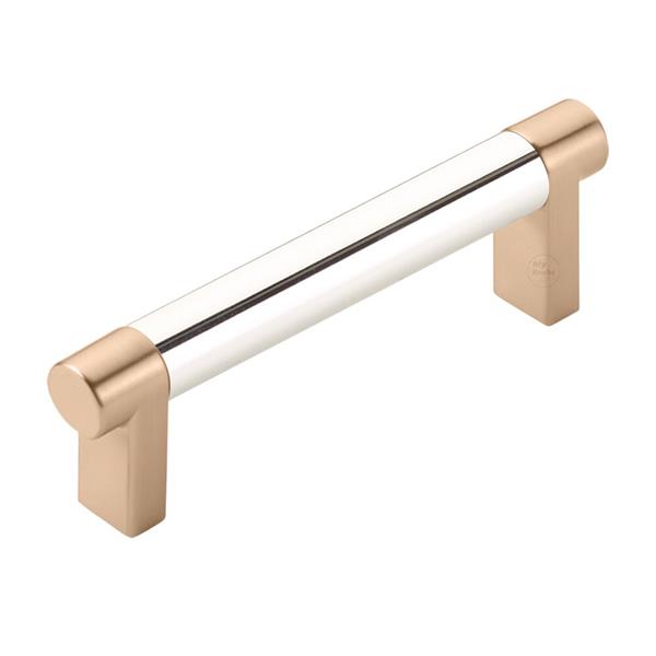 Emtek - Select Cabinet Pull 3-1/2 In C-C, Rectangular Stem, Smooth Bar