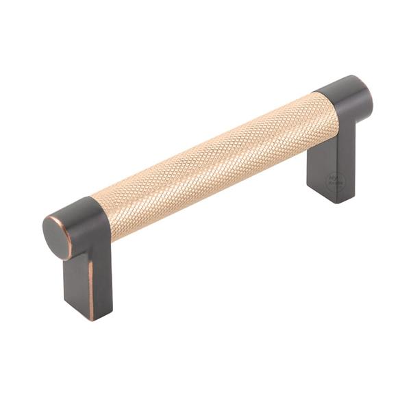 Emtek - Select Cabinet Pull 3-1/2 In C-C, Rectangular Stem, Knurled Bar