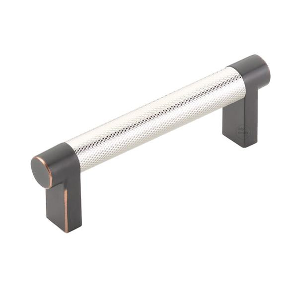 Emtek - Select Cabinet Pull 3-1/2 In C-C, Rectangular Stem, Knurled Bar