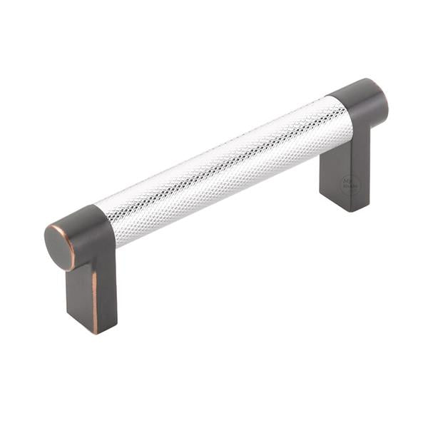 Emtek - Select Cabinet Pull 3-1/2 In C-C, Rectangular Stem, Knurled Bar