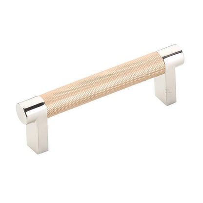 Emtek - Select Cabinet Pull 3-1/2 In C-C, Rectangular Stem, Knurled Bar