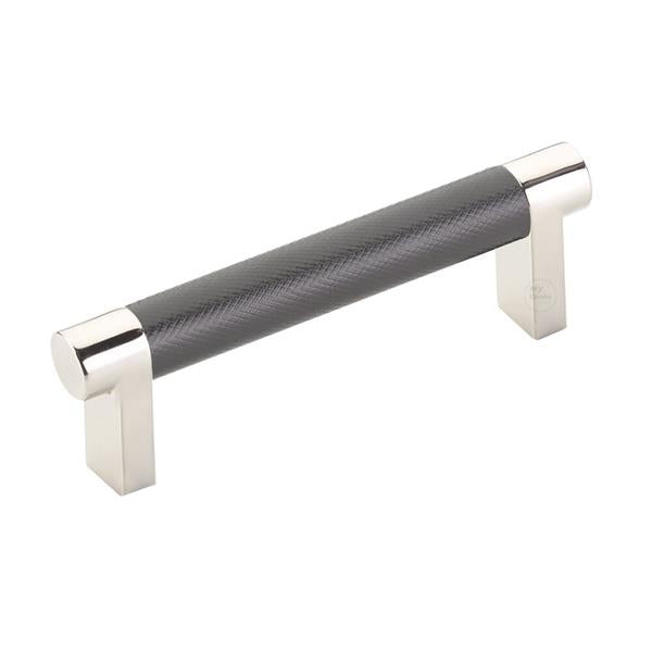 Emtek - Select Cabinet Pull 3-1/2 In C-C, Rectangular Stem, Knurled Bar