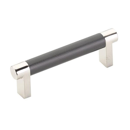 Emtek - Select Cabinet Pull 3-1/2 In C-C, Rectangular Stem, Knurled Bar