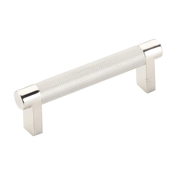 Emtek - Select Cabinet Pull 3-1/2 In C-C, Rectangular Stem, Knurled Bar