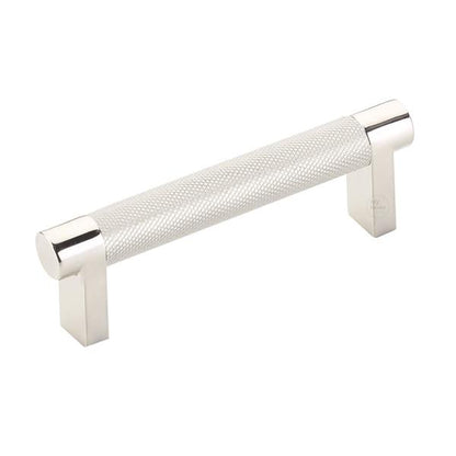 Emtek - Select Cabinet Pull 3-1/2 In C-C, Rectangular Stem, Knurled Bar