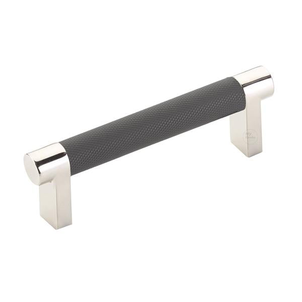 Emtek - Select Cabinet Pull 3-1/2 In C-C, Rectangular Stem, Knurled Bar