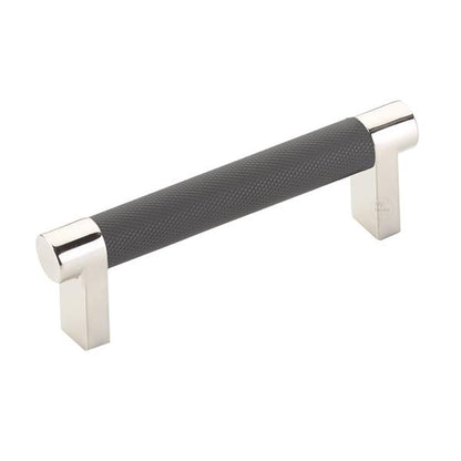 Emtek - Select Cabinet Pull 3-1/2 In C-C, Rectangular Stem, Knurled Bar